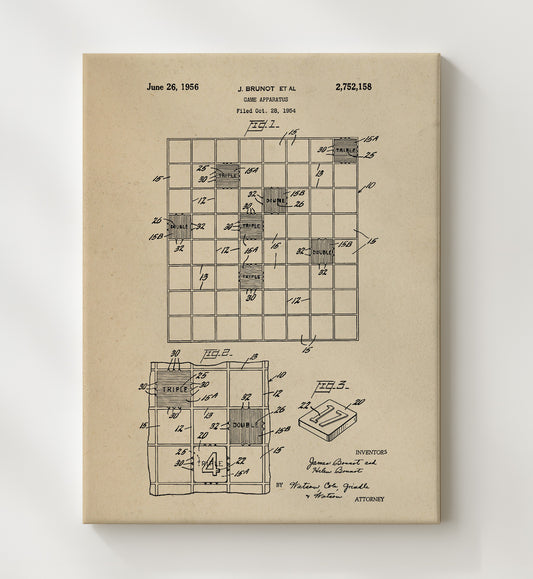 Game Apparatus Board Game 1956 patent print wall art 8x10 Canvas