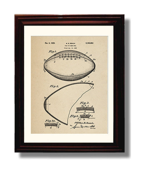 Patent Print - Game Ball - M B Reach - 1939 - Patent 2182053 Patent Wall Art