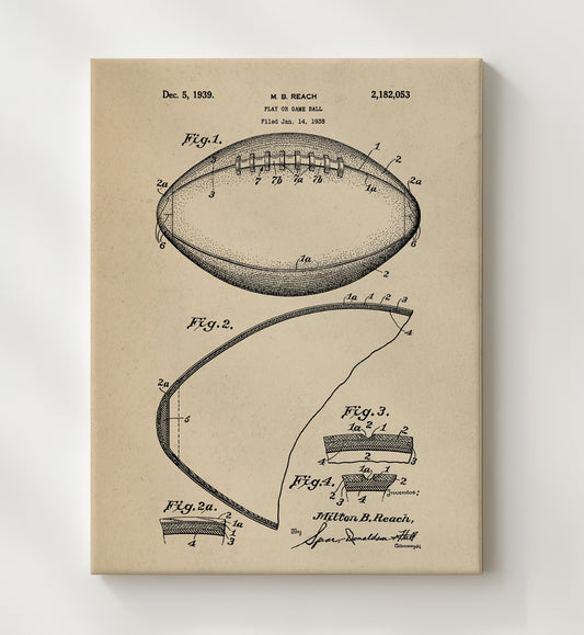 Game Ball 1939 patent print wall art 8x10 Canvas