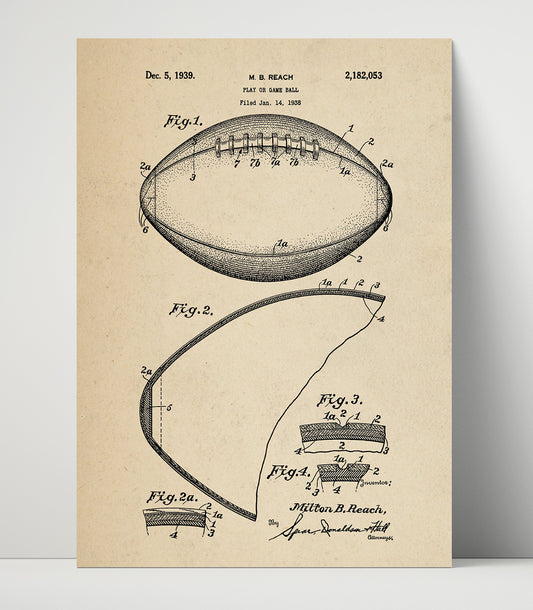 Game Ball - 1939 Patent - 16x20 Unframed Print