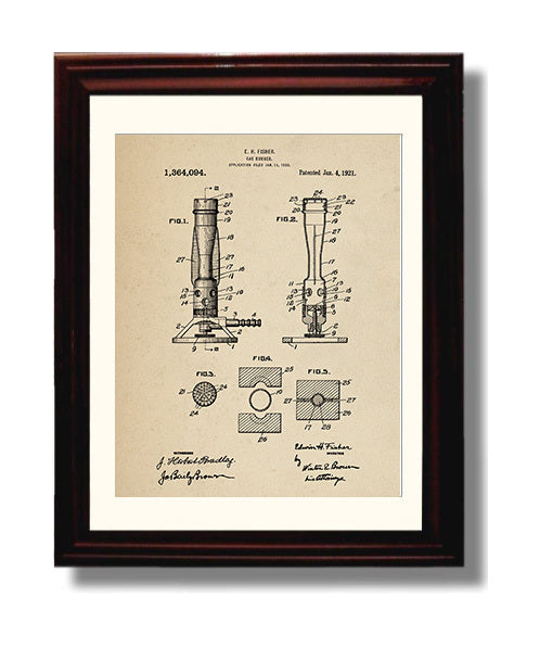 Patent Print - Gas Burner - Edwin H Fisher - 1921 - Patent 1364094 Patent Wall Art