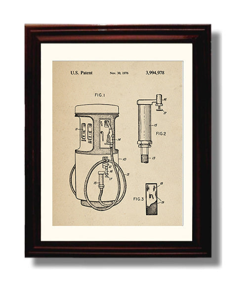 Patent Print - Gas Pump Filter System - Unknown Inventor - 1976 - Patent 3994978 Patent Wall Art