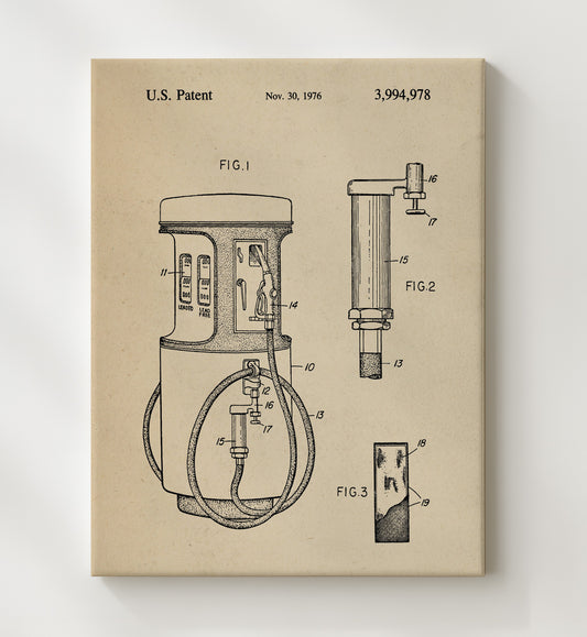 Gas Pump Filter System 1976 patent print wall art 8x10 Canvas