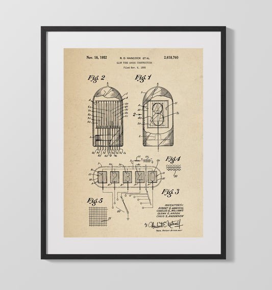 Glow Tube Anode Construction - 1952 Patent - 16x20 Gallery Frame