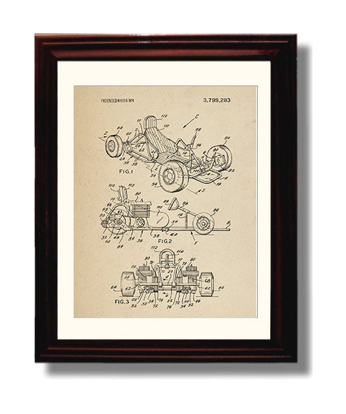 Patent Print - Go-Kart - Unknown Inventor - 1974 - Patent 3799283 Patent Wall Art