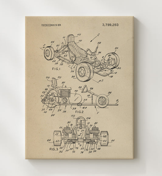 Go-Kart 1974 patent print wall art 8x10 Canvas