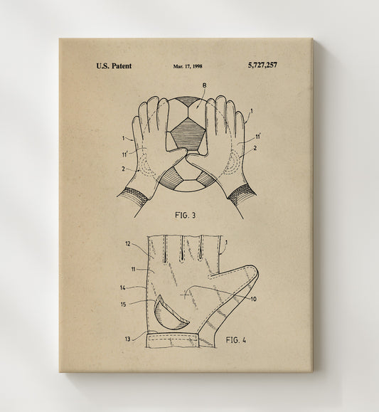 Goalkeeper Gloves 1998 patent print wall art 8x10 Canvas