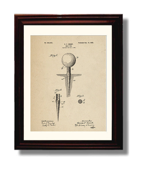 Patent Print - Golf Tee - George F Grant - 1899 - Patent 638920 Patent Wall Art
