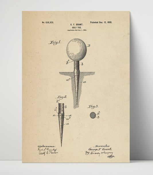 Golf Tee - 1899 Patent - 16x20 Unframed Print