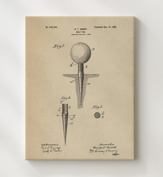 Golf Tee 1899 patent print wall art 8x10 Canvas
