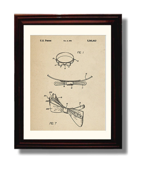 Patent Print - Hair Bow Accessory - Unknown - 1994 - Patent 5361413 Patent Wall Art