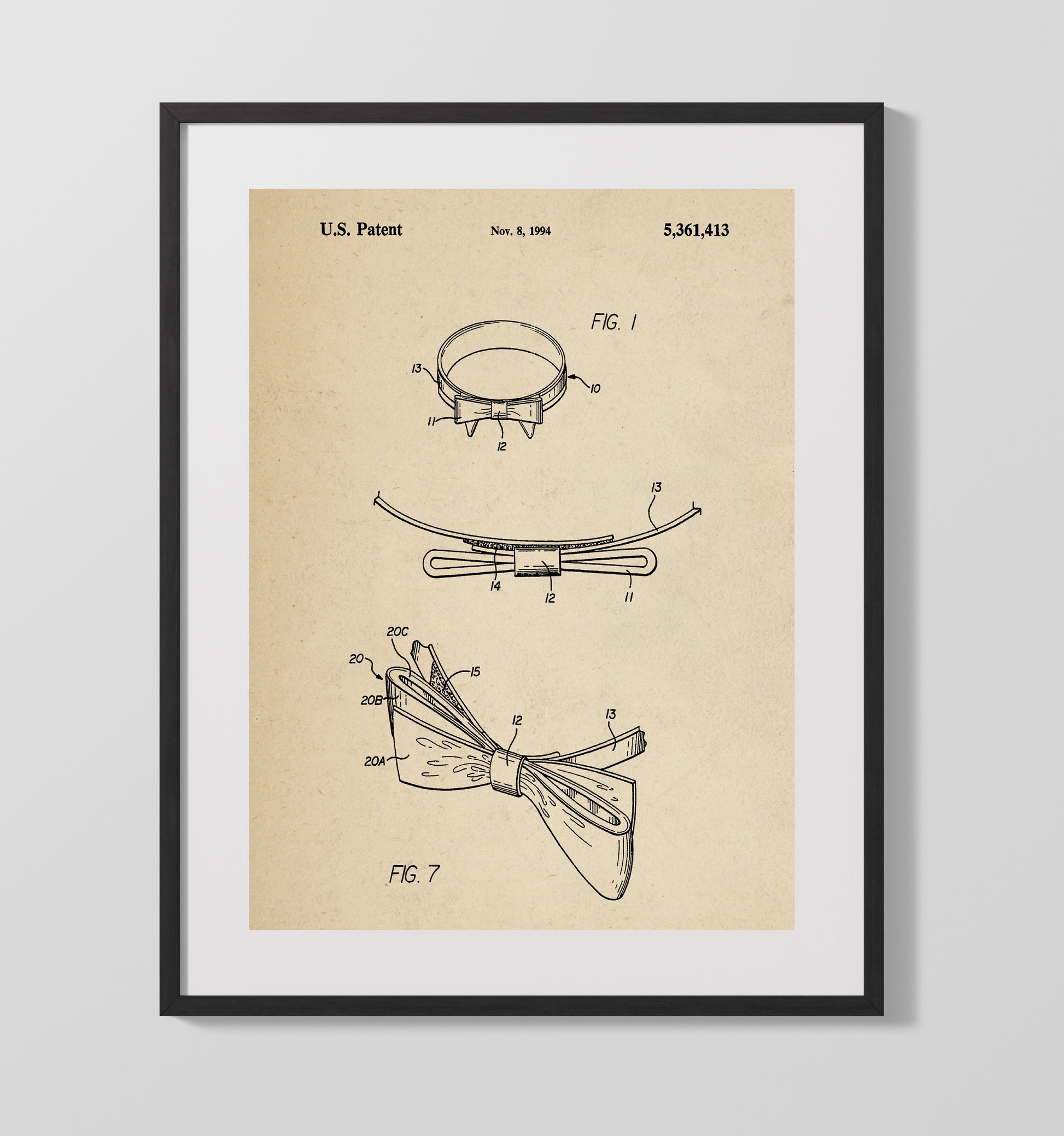 Patent Print - Hair Bow Accessory - Unknown - 1994 - Patent 5361413 Patent Wall Art