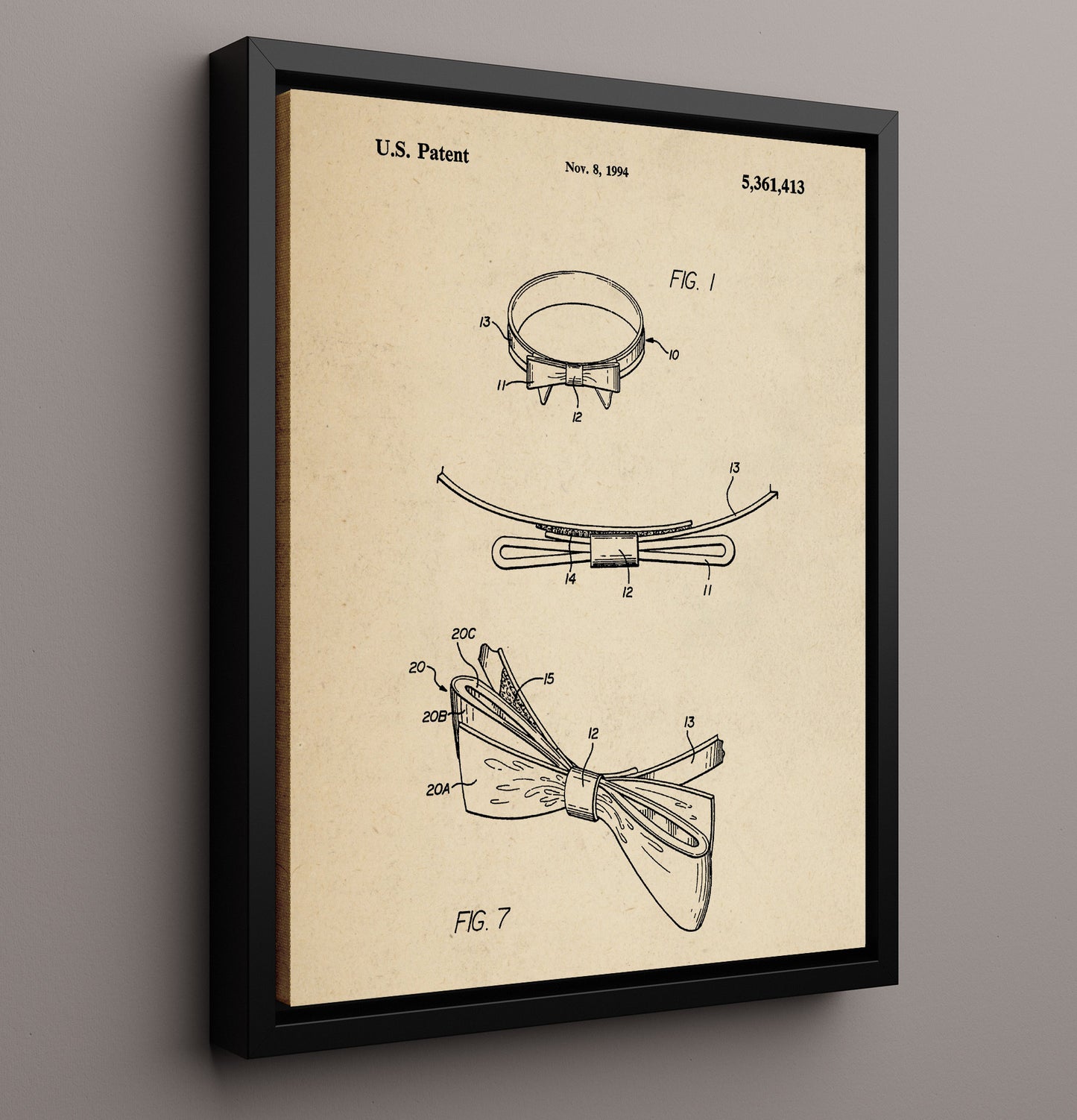Patent Print - Hair Bow Accessory - Unknown - 1994 - Patent 5361413 Patent Wall Art