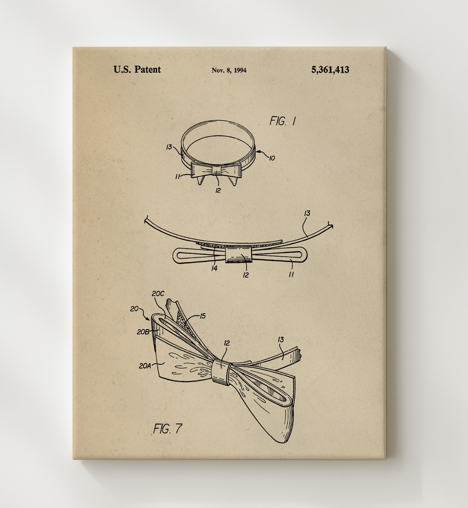 Patent Print - Hair Bow Accessory - Unknown - 1994 - Patent 5361413 Patent Wall Art