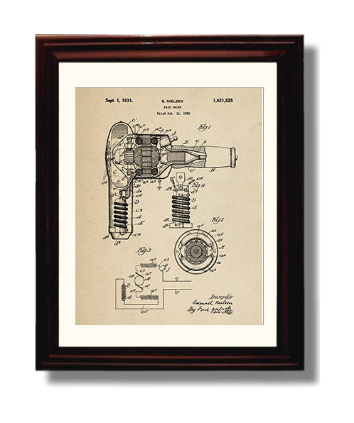 Patent Print - Hair Drier - Emanuel Nielsen - 1931 - Patent 1821525 Patent Wall Art