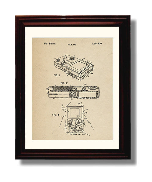 Patent Print - Handheld Electronic Game Device - Unknown Inventor - 1993 - Patent 5184830 Patent Wall Art