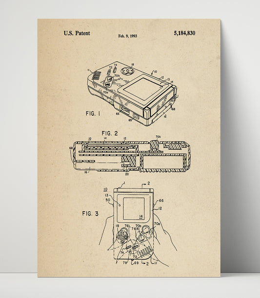 Handheld Electronic Game Device - 1993 Patent - 16x20 Unframed Print