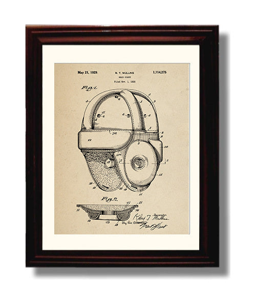 Patent Print - Head Guard - R T Mullins - 1929 - Patent 1714275 Patent Wall Art