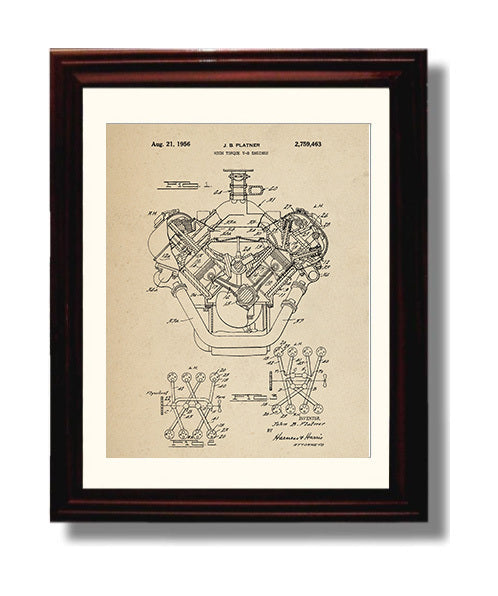 Patent Print - High Torque V-8 Engines - John B Platzner - 1956 - Patent 2759463 Patent Wall Art