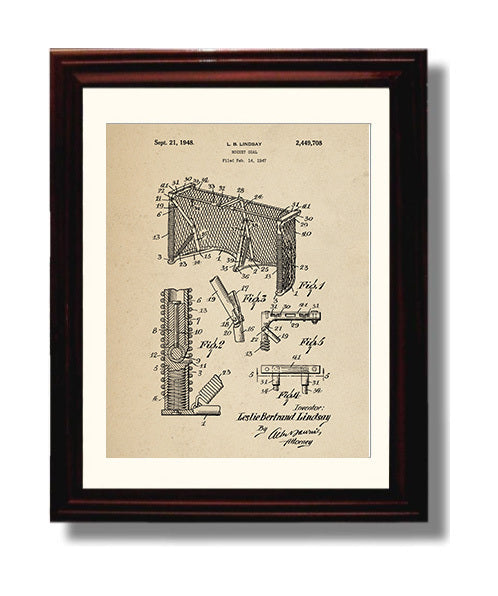 Patent Print - Hockey Goal - L B Lindsay - 1948 - Patent 2449708 Patent Wall Art