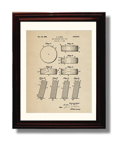 Patent Print - Hockey Puck - A H Ross - 1940 - Patent 2226516 Patent Wall Art