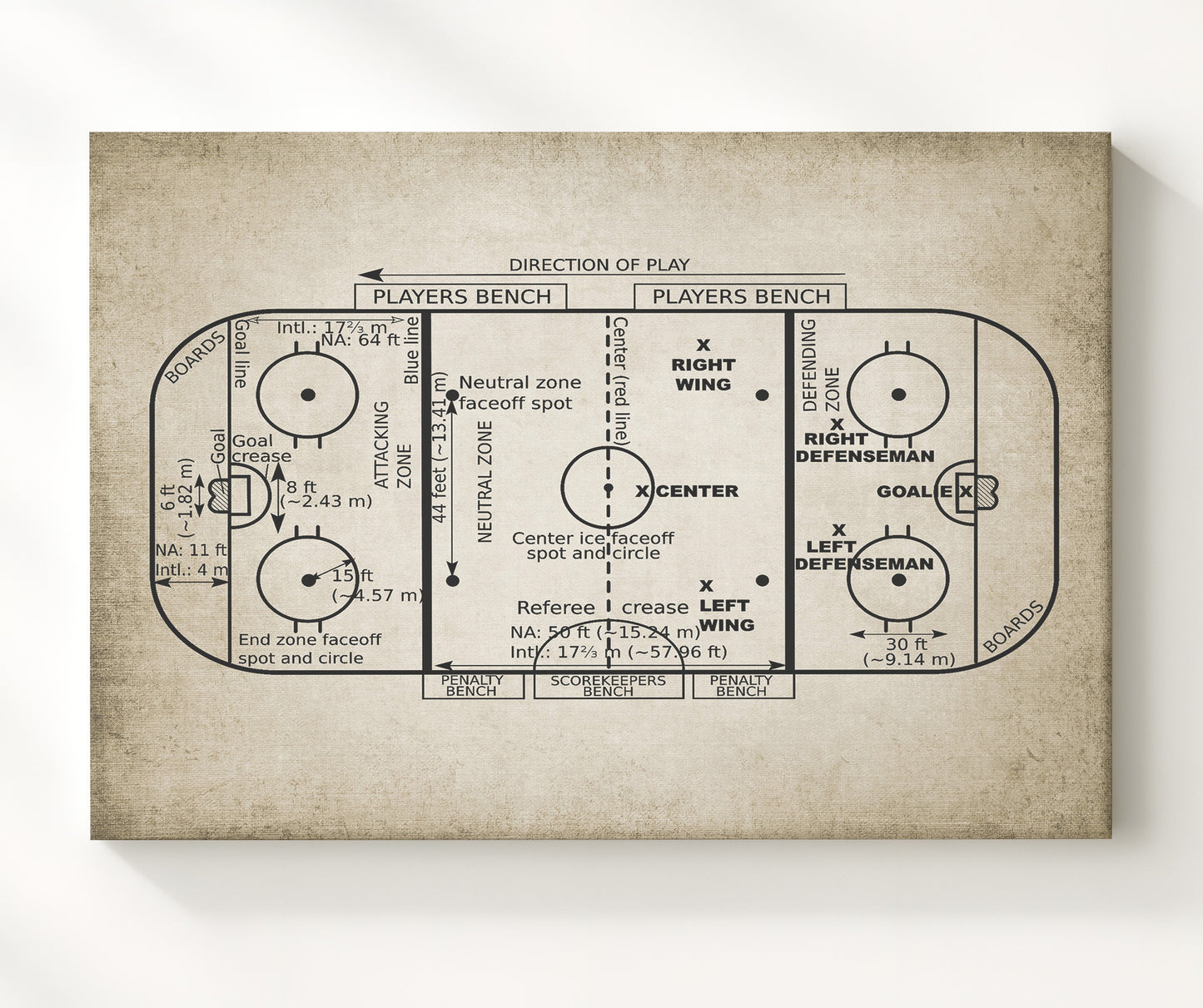 Patent Print - Hockey Rink - Field Design - Landcape Patent Wall Art