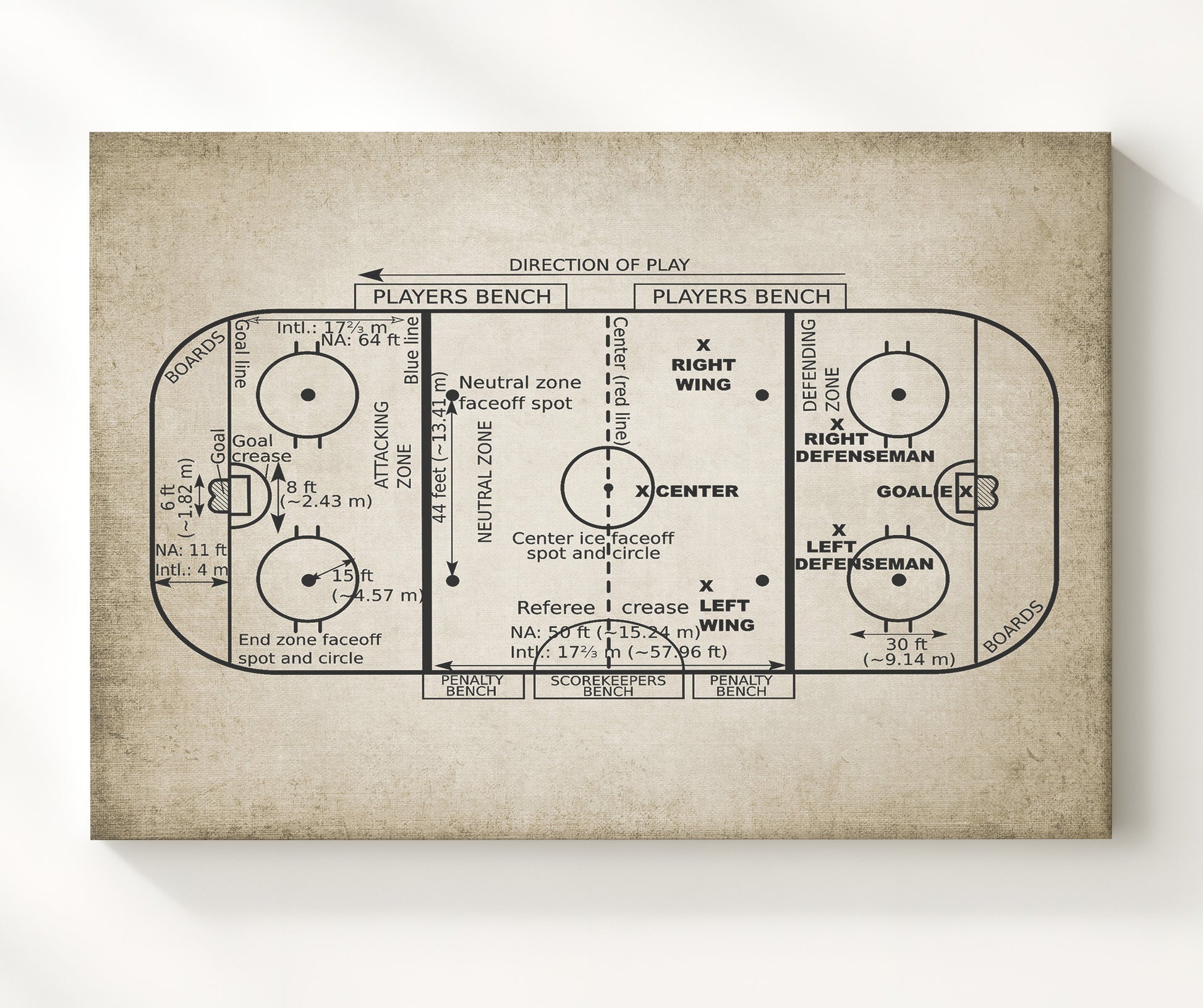 Patent Print - Hockey Rink - Field Design - Landcape Patent Wall Art