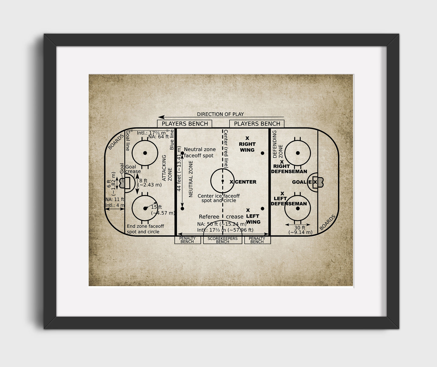 Patent Print - Hockey Rink - Field Design - Landcape Patent Wall Art
