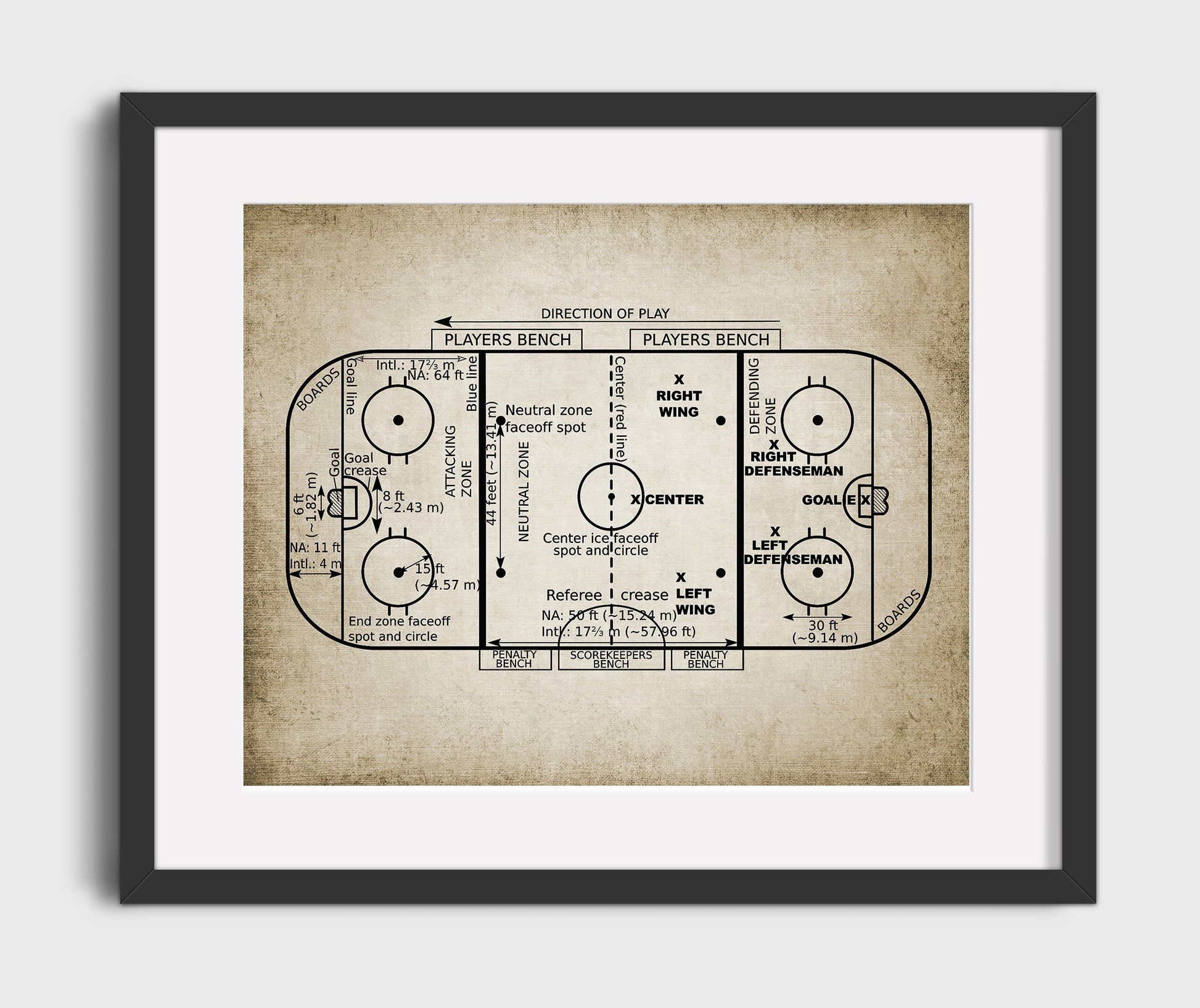 Patent Print - Hockey Rink - Field Design - Landcape Patent Wall Art