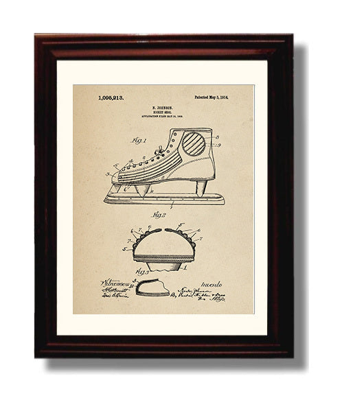 Patent Print - Hockey Skate - N Johnson - 1914 - Patent 1095213 Patent Wall Art