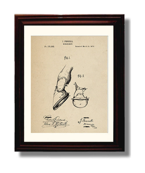 Patent Print - Horse Boot - J. Fennell - 1876 - Patent 175062 Patent Wall Art