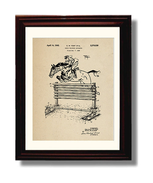 Patent Print - Horse Training Apparatus - Clarence W. Vogt - 1942 - Patent 2279539 Patent Wall Art