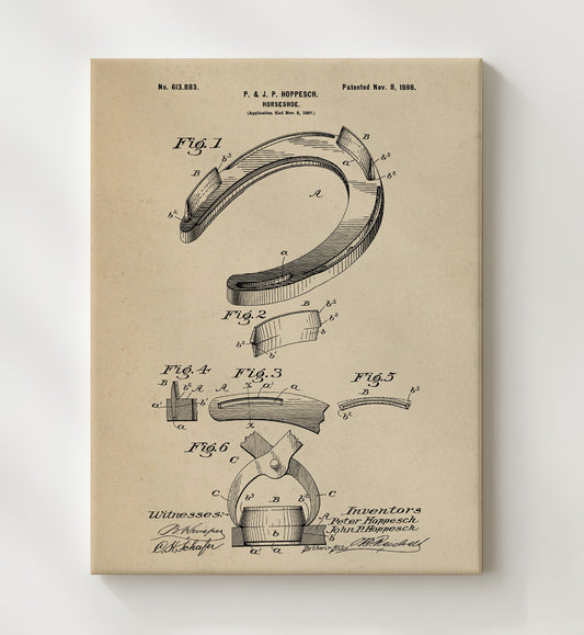 Horseshoe 1898 patent print wall art 8x10 Canvas