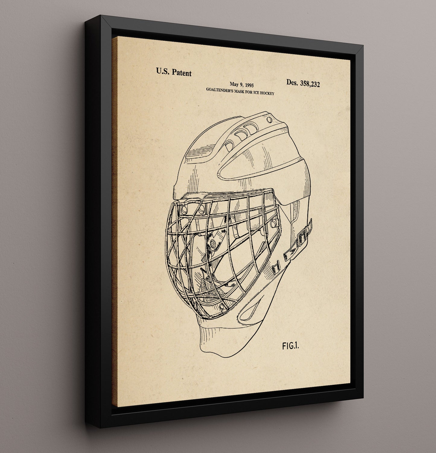 Patent Print - Ice Hockey Goaltender Mask - Unknown Inventor - 1995 - Patent 358232 Patent Wall Art