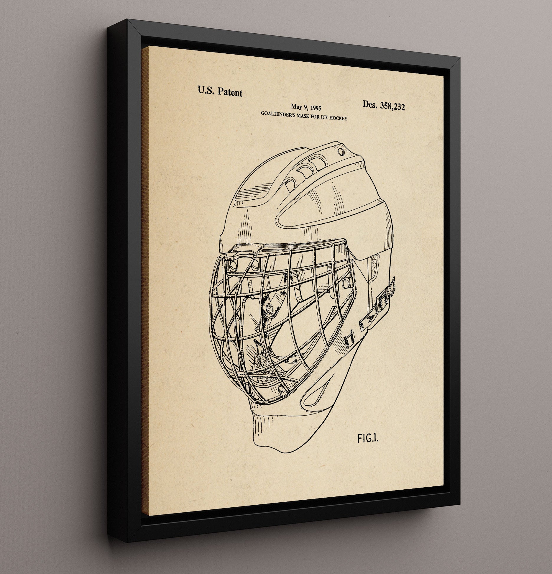 Patent Print - Ice Hockey Goaltender Mask - Unknown Inventor - 1995 - Patent 358232 Patent Wall Art
