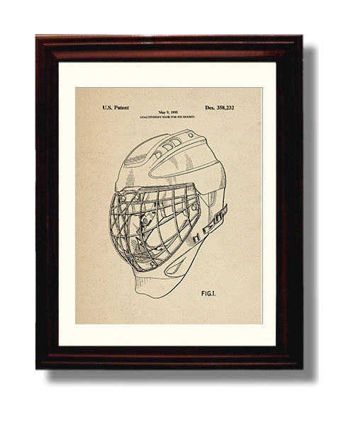 Patent Print - Ice Hockey Goaltender Mask - Unknown Inventor - 1995 - Patent 358232 Patent Wall Art
