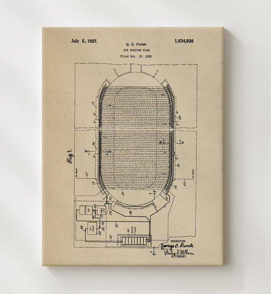 Ice Skating Rink 1927 patent print wall art 8x10 Canvas