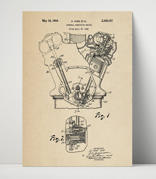 Internal Combustion Engine - 1944 Patent - 16x20 Unframed Print