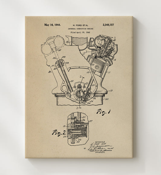 Internal Combustion Engine 1944 patent print wall art 8x10 Canvas