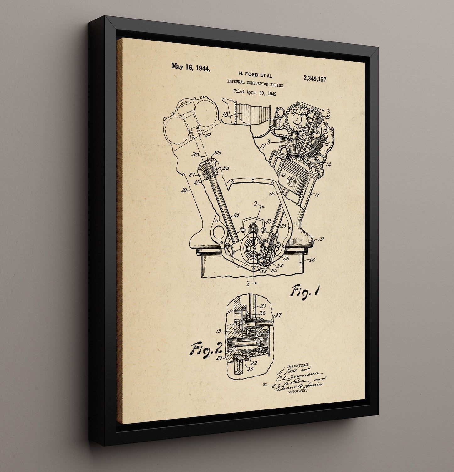 Patent Print - Internal Combustion Engine - Henry Ford Et Al - 1944 - Patent 2349157 Patent Wall Art