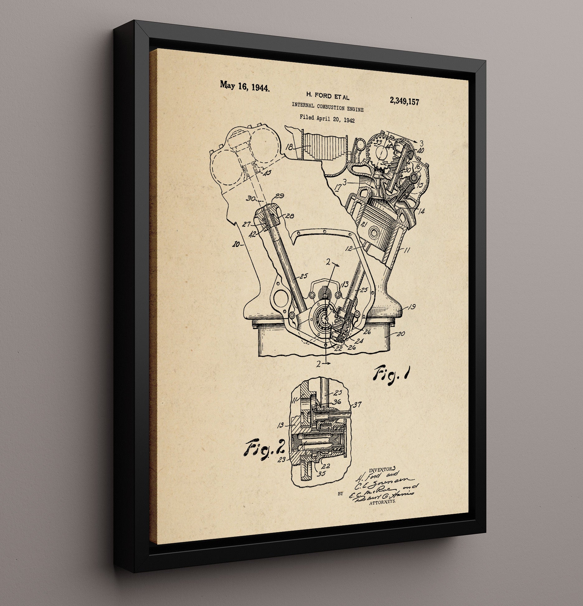 Patent Print - Internal Combustion Engine - Henry Ford Et Al - 1944 - Patent 2349157 Patent Wall Art