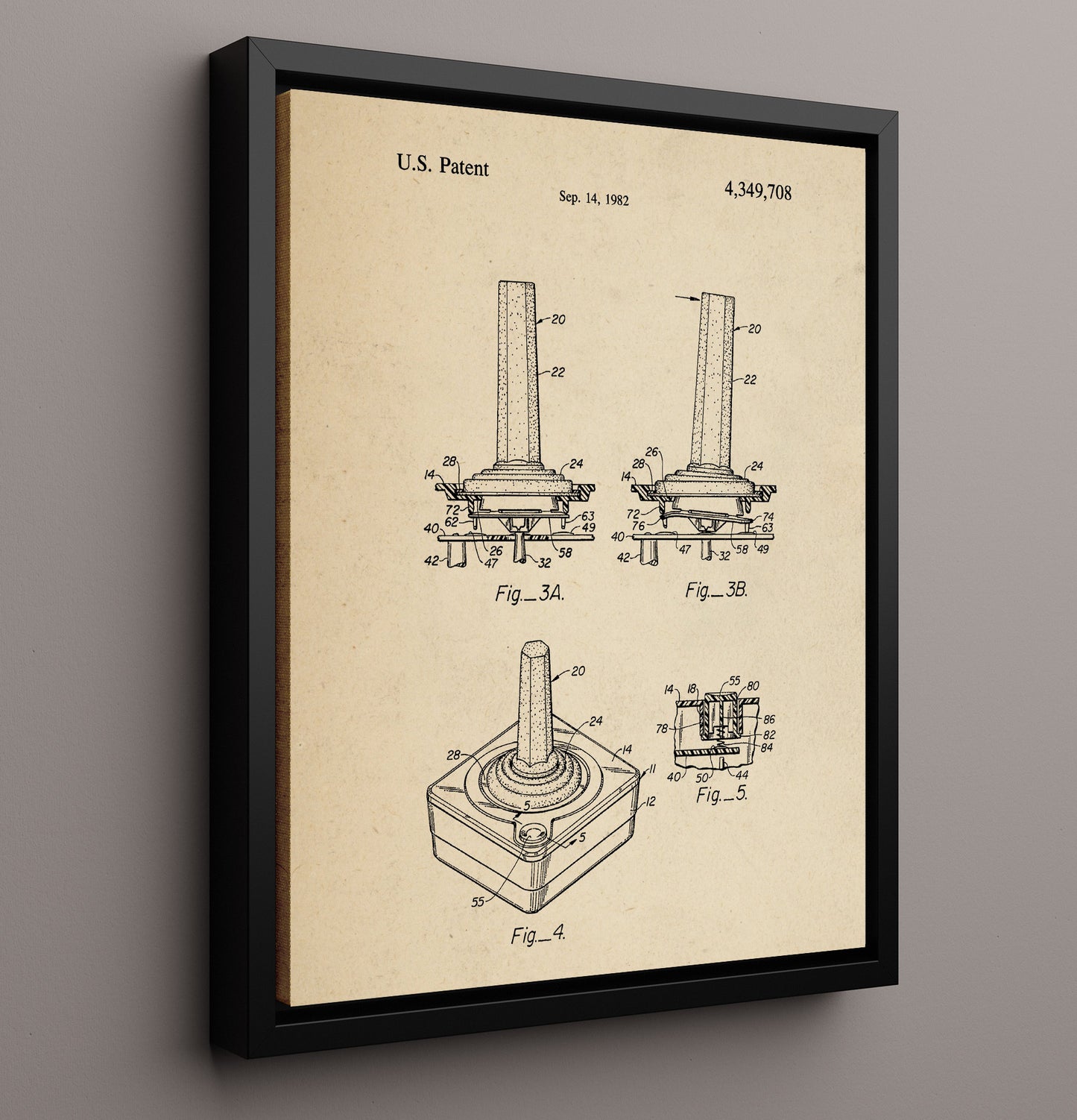 Patent Print - Joystick Controller - Unknown Inventor - 1982 - Patent 4349708 Patent Wall Art