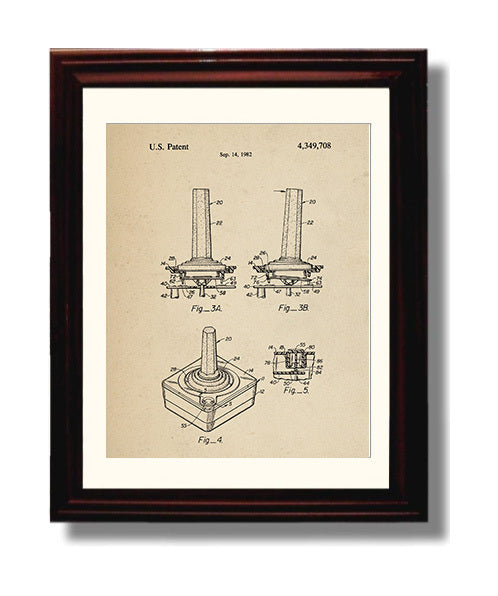 Patent Print - Joystick Controller - Unknown Inventor - 1982 - Patent 4349708 Patent Wall Art