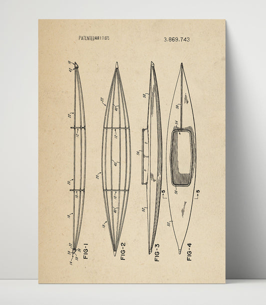 Kayak Hull - 1975 Patent - 16x20 Unframed Print
