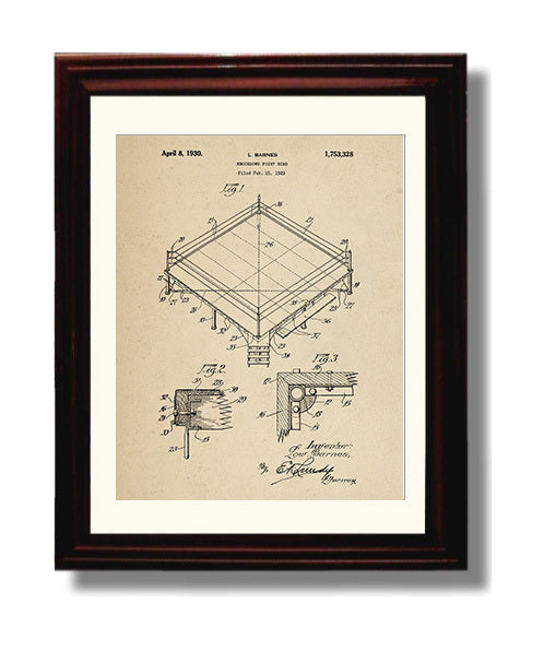 Patent Print - Knockdown Fight Ring - L Barnes - 1930 - Patent 1753328 Patent Wall Art