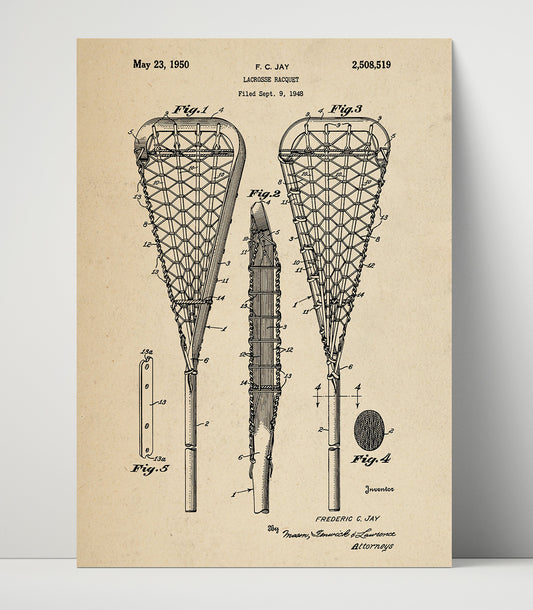 Lacrosse Racquet - 1950 Patent - 16x20 Unframed Print