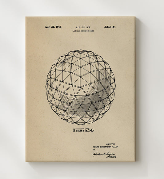 Laminar Geodesic Dome 1965 patent print wall art 8x10 Canvas