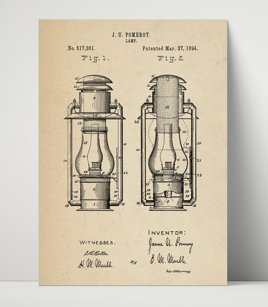 Lamp - 1894 Patent - 16x20 Unframed Print