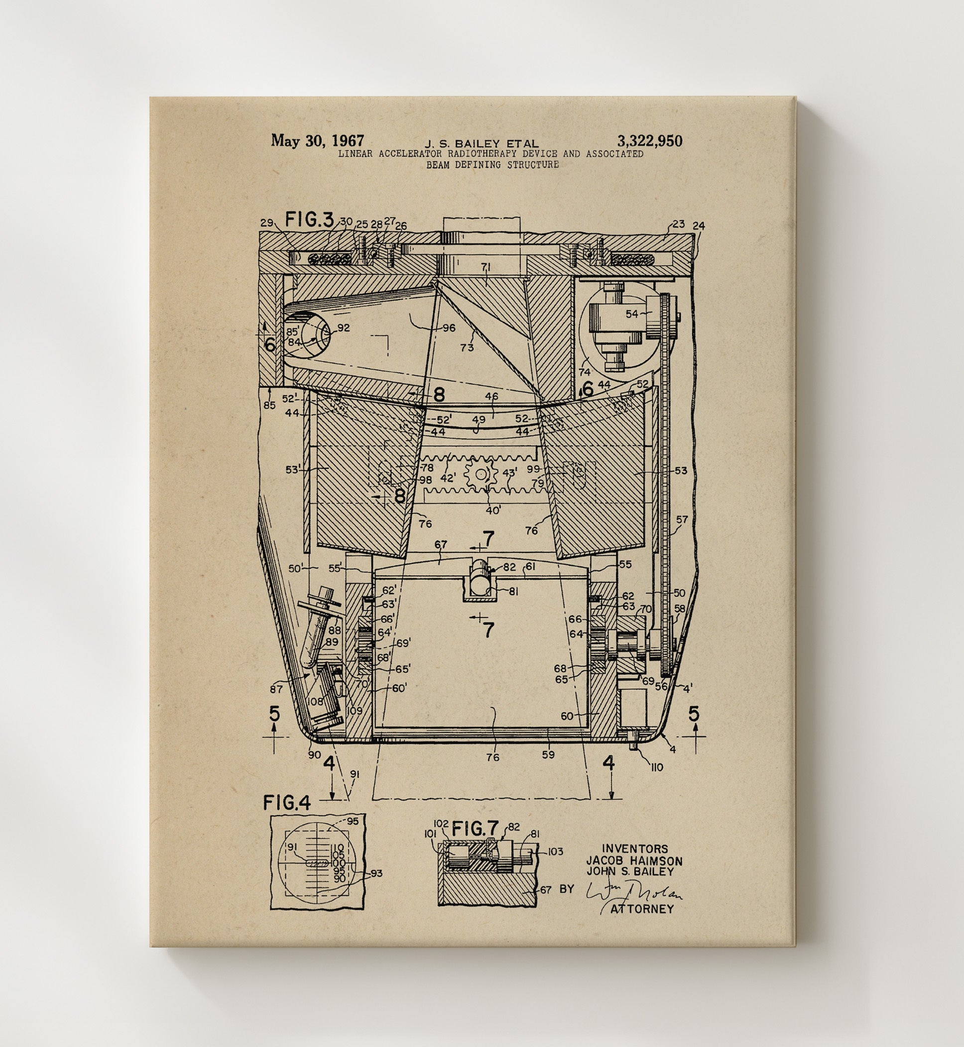 Patent Print - Linear Accelerator Beam Defining Structure Detail - Jacob Haimson And John S Bailey - 1967 - Patent 3322950 - Portrait Alt 2 Patent Wall Art