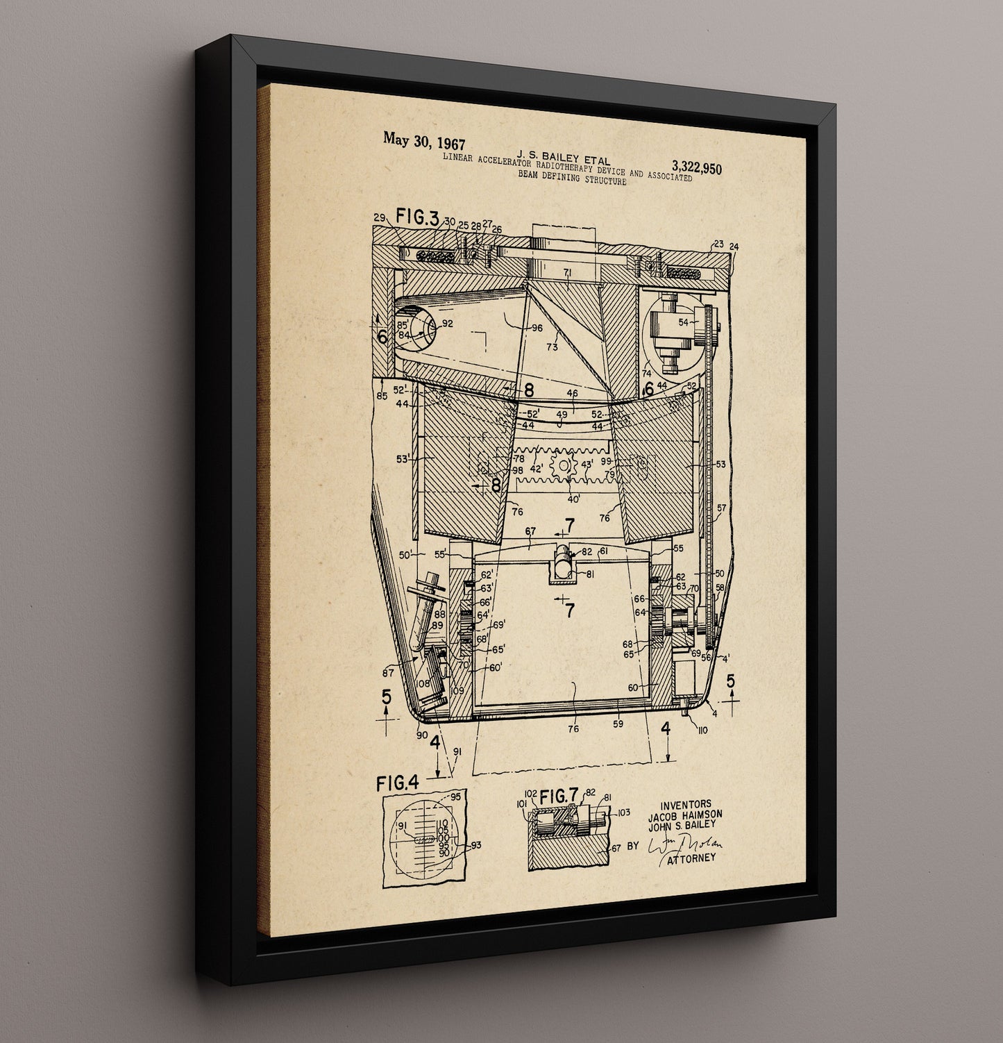 Patent Print - Linear Accelerator Beam Defining Structure Detail - Jacob Haimson And John S Bailey - 1967 - Patent 3322950 - Portrait Alt 2 Patent Wall Art